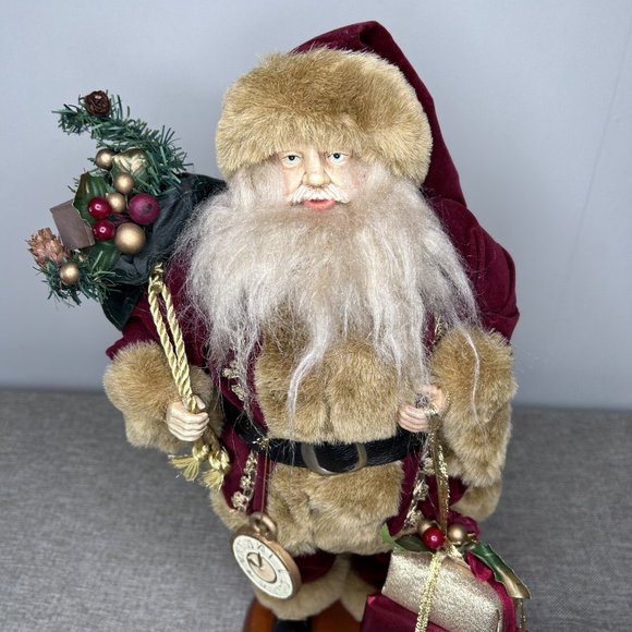 Christmas Santa Claus 15" Tall Figure Carrying Watch & Presents Decoration - Picture 2 of 14